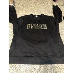 Duluth Trading Co Sweatshirt Men XL Black Crew Neck W/ Pockets Camo Stretch